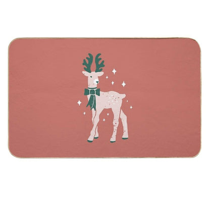 Reindeer with A Bow Christmas Design  Anti-Trip Bath Mat