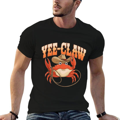 Crab Yee Claw Cowboy Rodeo Western Meme Unisex-Adults Black Western Crab  Versatile T-Shirt