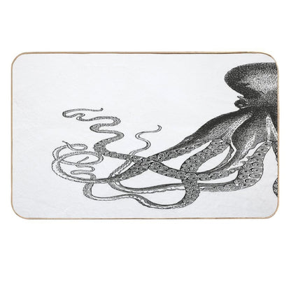 Half Octopus  Left Side  Vintage Octopus  Tentacles  Sea Creatures  Nautical  Ocean  Sea  Beach  Diptych  Black And Wh  Non-Slip Bath Mat