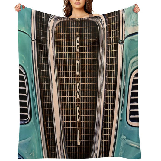 Ford Edsel Classic Car Grill And Logo Premium Throw Blanket