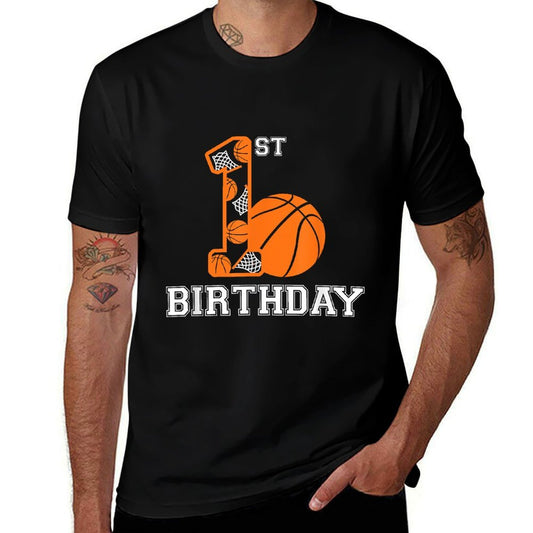 Basketball Birthday 1st for Kids Boys Girls 1 Year Old  Tagless Design T-Shirt