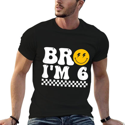 Kids Bro I’m 6 Groovy 6th Birthday 6 Year Old Birthday  Eco-friendly Material T-Shirt