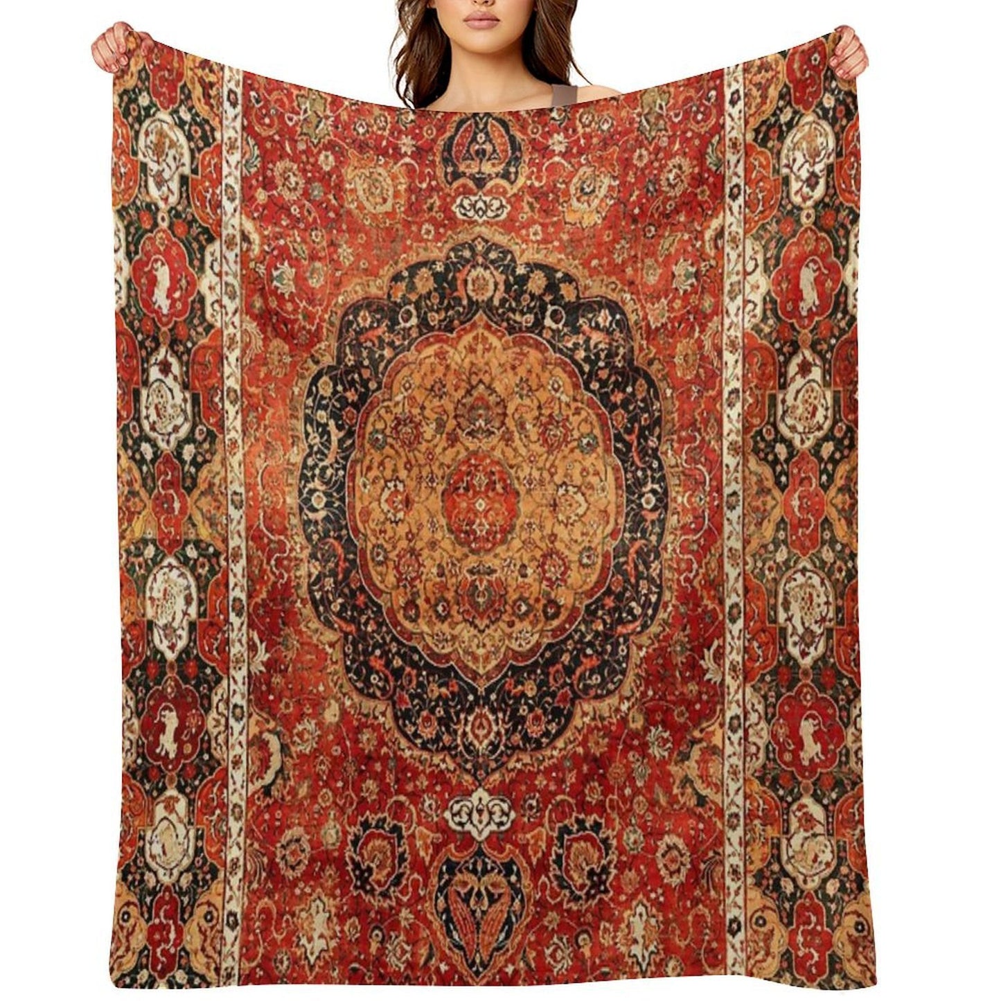 Seley Antique Persian Rug Print Compact Throw Blanket