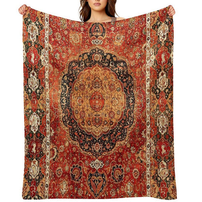 Seley Antique Persian Rug Print Compact Throw Blanket