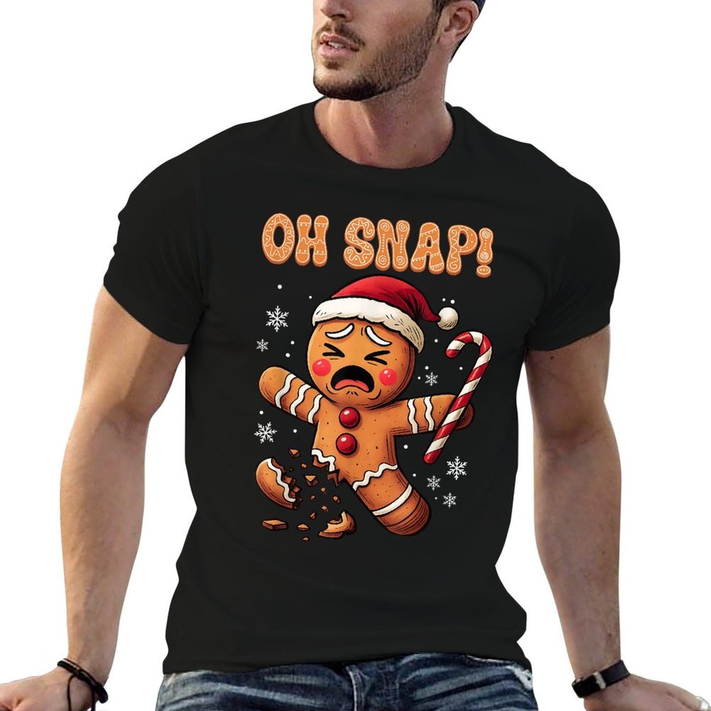 Oh Snap Gingerbread Man Christmas Funny Cookie Baking Gift  High-quality Stitching T-Shirt