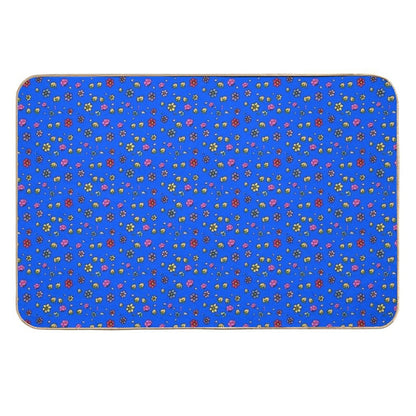 Hand-painted Floral Digital Art Print - BLUE Durable Bath Mat