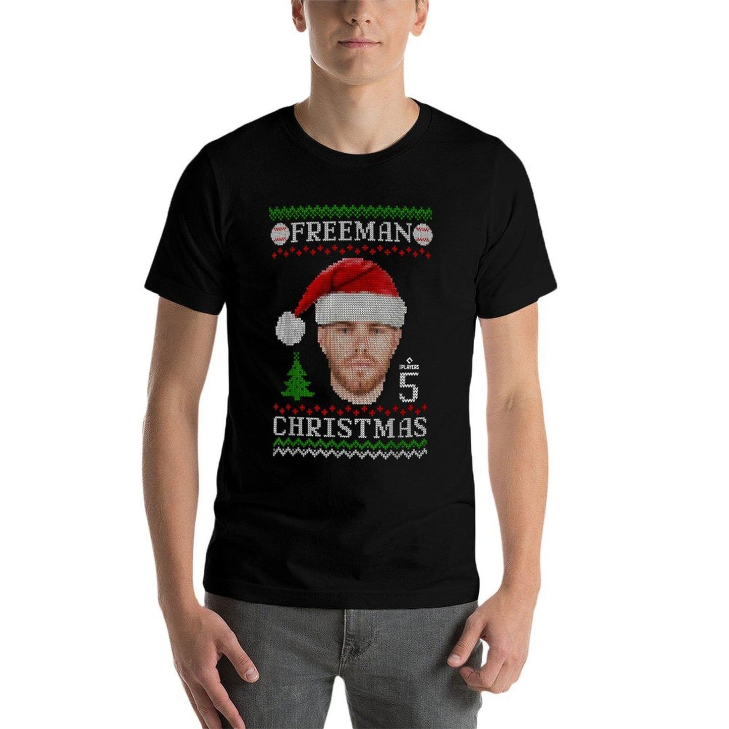Freddie Freeman Los Angeles Baseball Christmas Sweater MLBPA  Heathered Texture T-Shirt