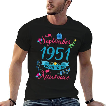 70th Birthday Floral For Women Born In September 1951  Classic T-Shirt