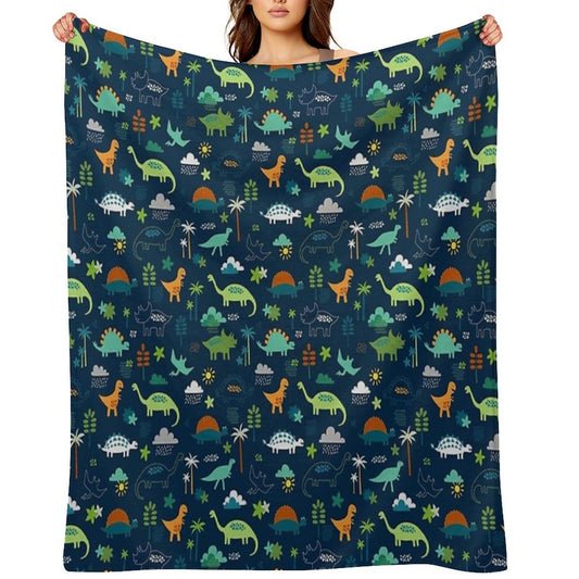 Dinosaur Land - Cute Dino Pattern by Cecca Designs Gift-ready Throw Blanket