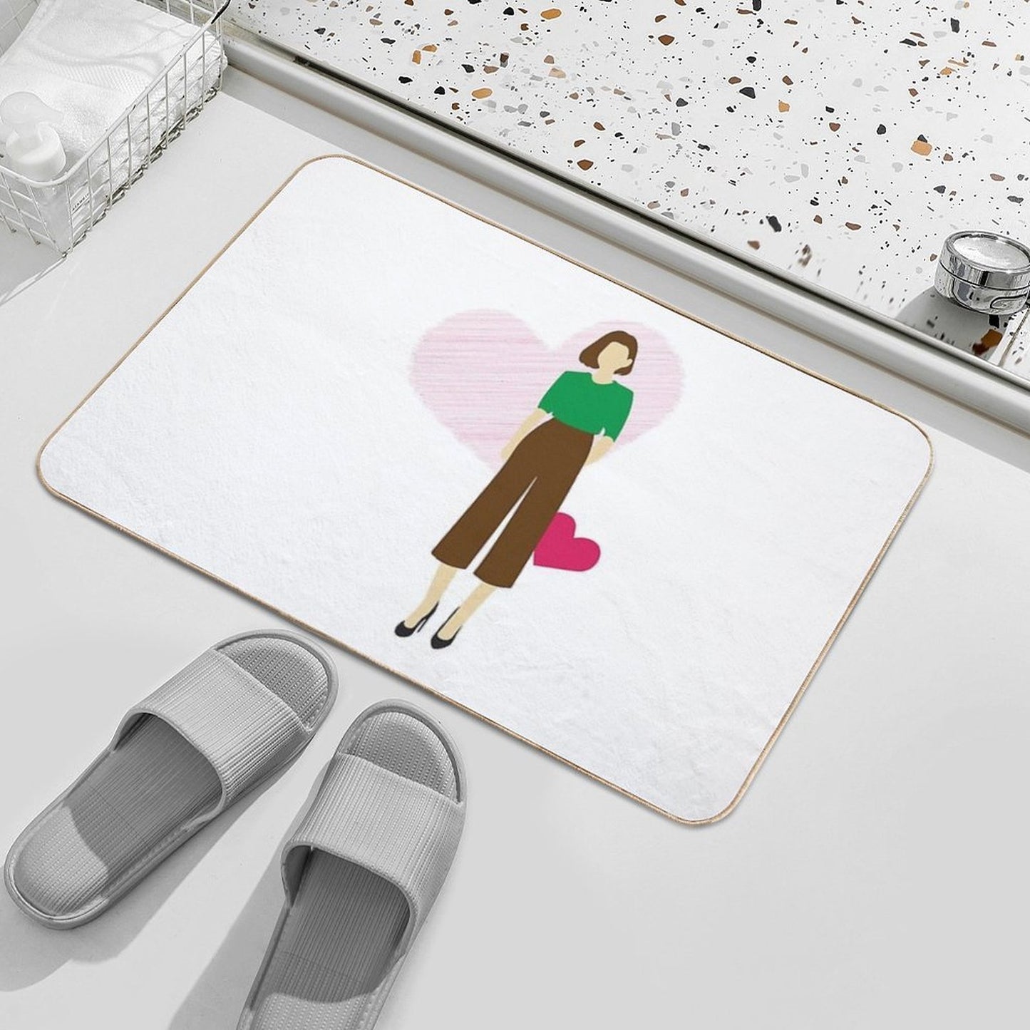 Designer Girly Wear T Shirt Design for Girls Durable Bath Mat