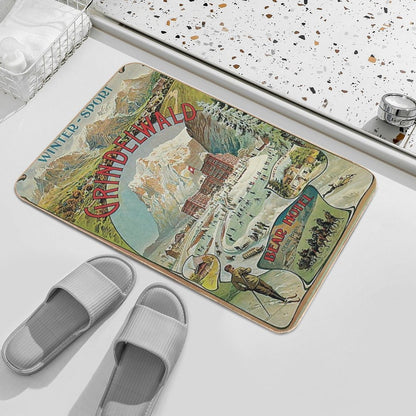 Vintage Grindelwald Swiss Winter Sport Travel Advert  Eco-Friendly Bath Mat