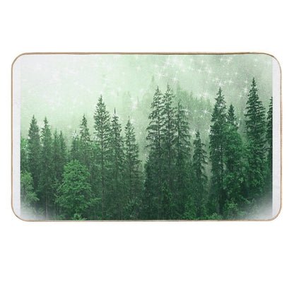 Foggy Green Forest Landscape And Pine Cones Autumn Fall Pattern Nature Trees Wood  Slip-Resistant Bath Mat