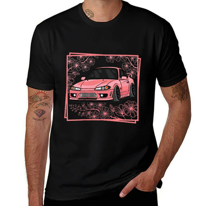 Kawaii S15 Silvia Spec-R Cherry Blossom Forest Front + Back  Slim-fit Cut T-Shirt