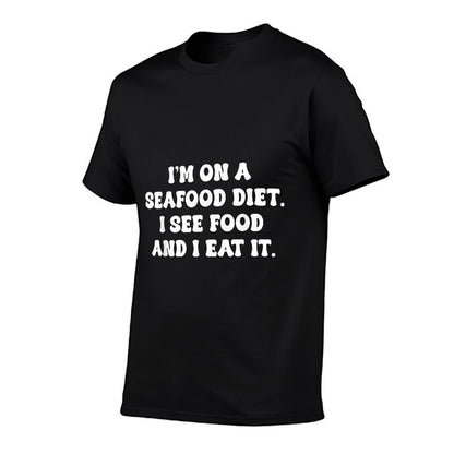 I’m On A Seafood Diet I See Food And I Eat It  Heathered Texture T-Shirt