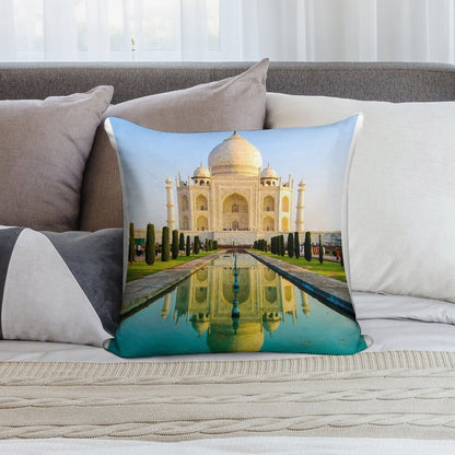 Reflection Of Taj Mahal Soft High-Density Material Throw Pillow