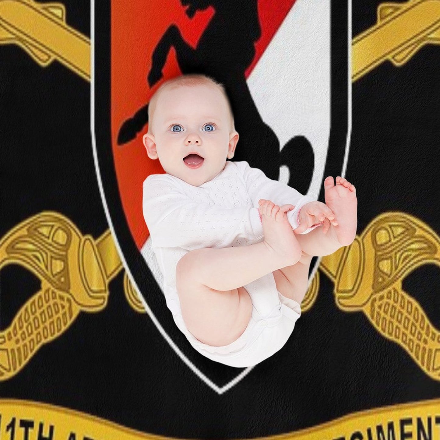 Army  - 11th Armored Cavalry Regiment - SSI W Br - Ribbon X 300 Sustainable Throw Blanket