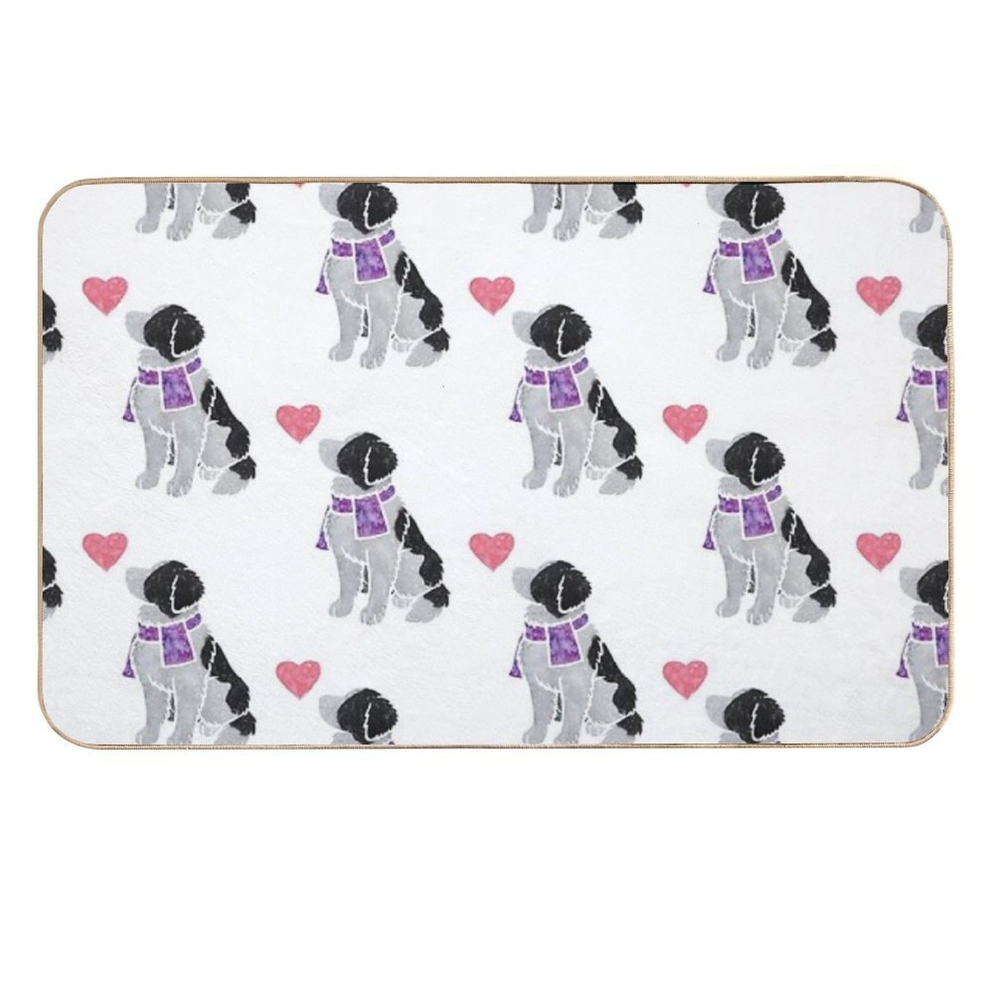 Watercolour Landseer (Newfoundland) Dog  Anti-Trip Bath Mat