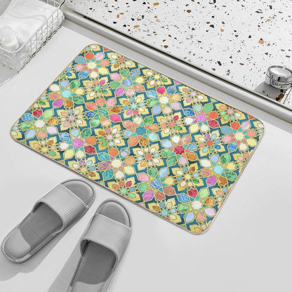 Gilded Moroccan Mosaic Tiles  Slip-Resistant Bath Mat