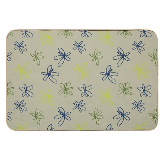 Daisy Whispers - Minimalist Leaf Pattern  Pet-Safe Bath Mat