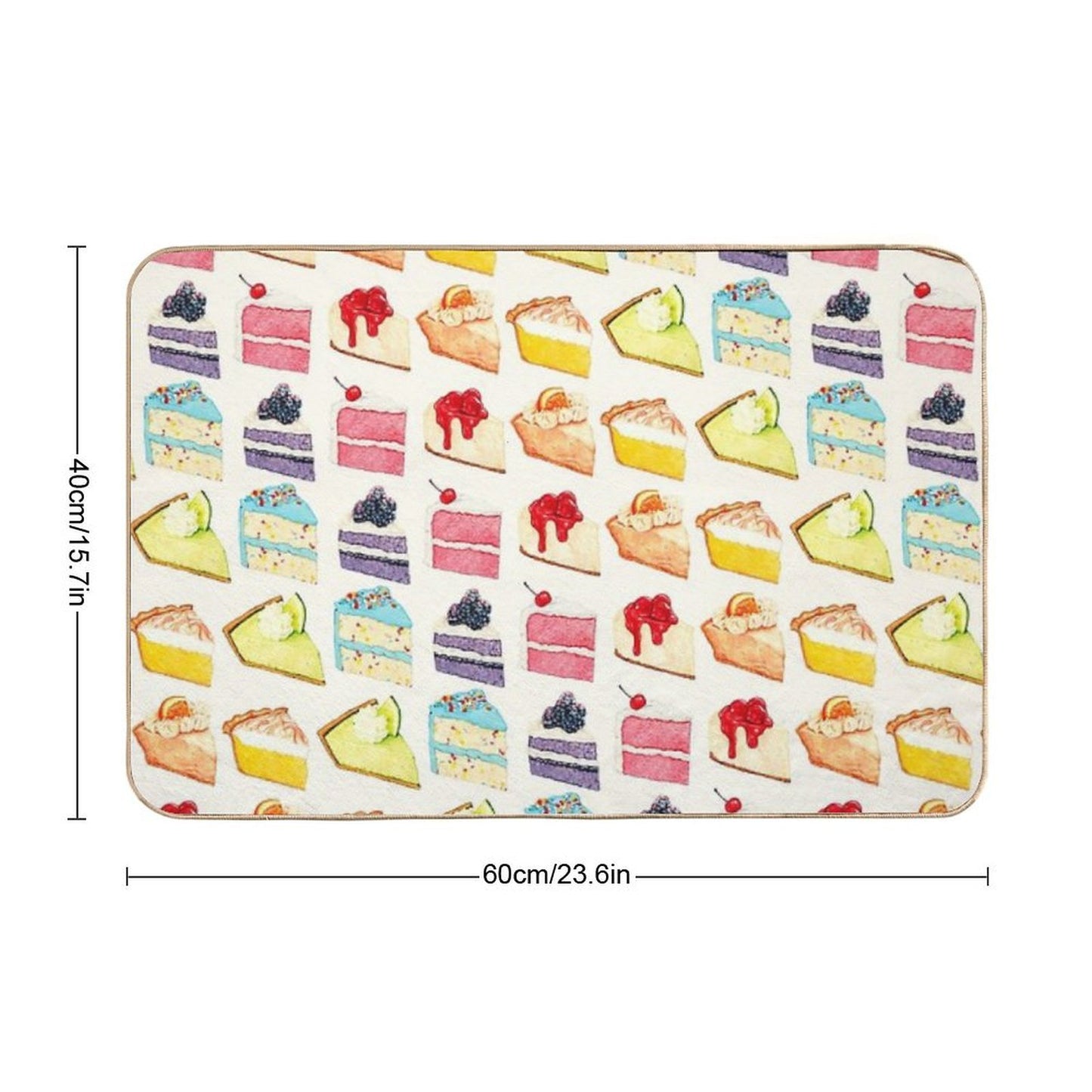 Rainbow Cakes & Pies Pattern  Stain-Proof Bath Mat