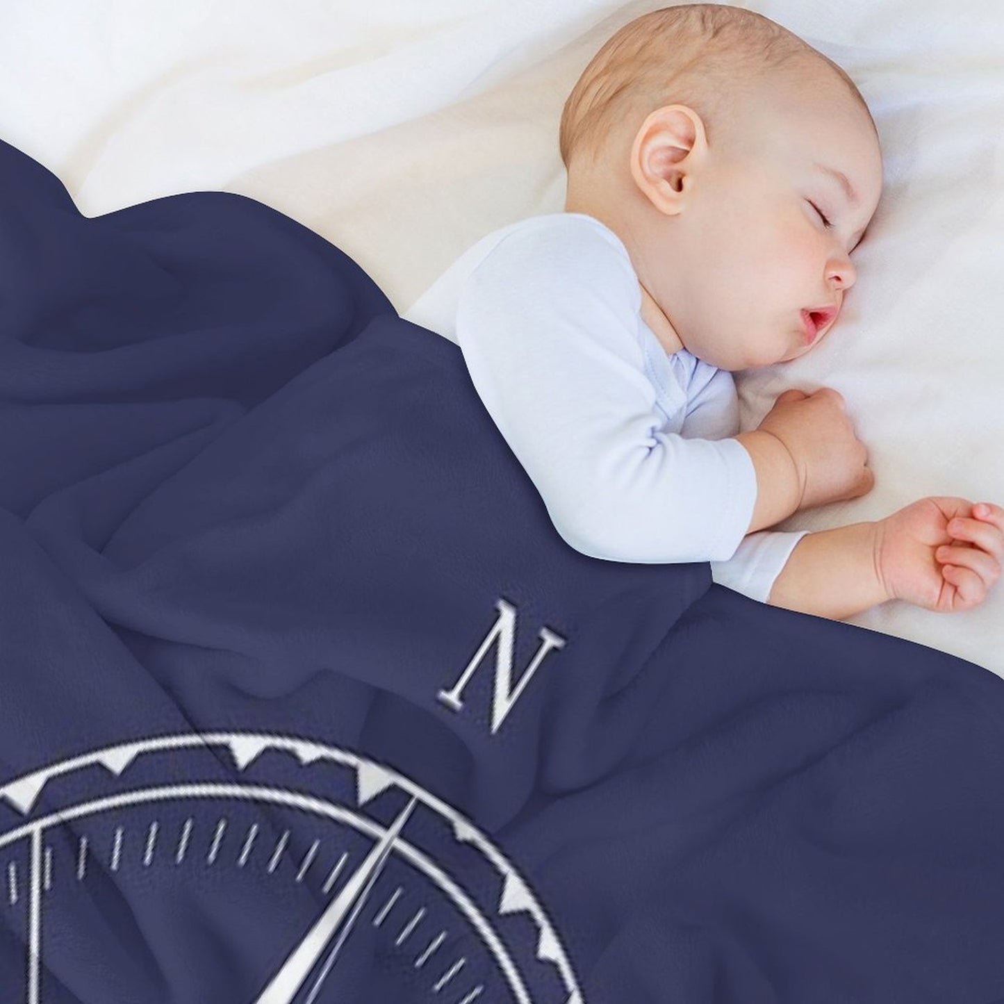 Navy Blue And White Nautical Ships Compass Rose Quick-dry Throw Blanket
