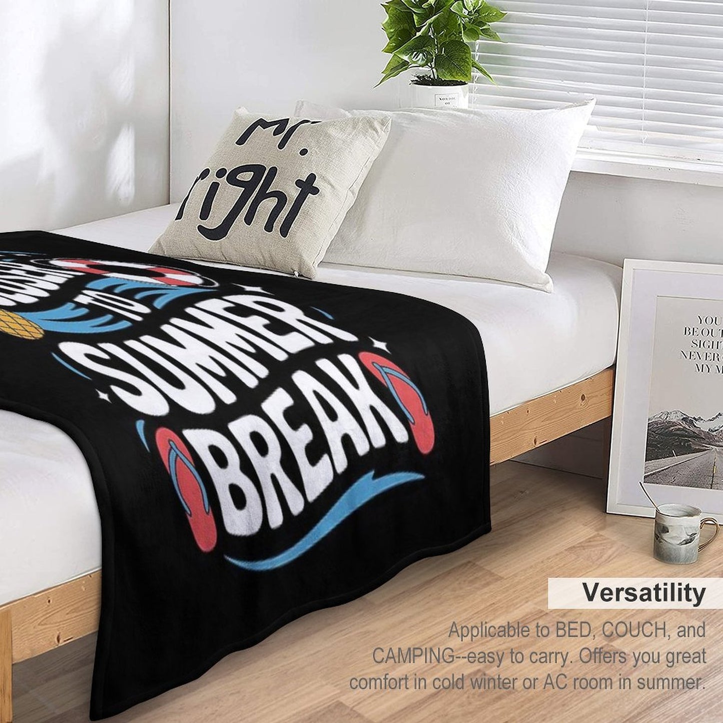 Just Another Day Closer To Summer Break Countdown Fun Vibes Sustainable Throw Blanket