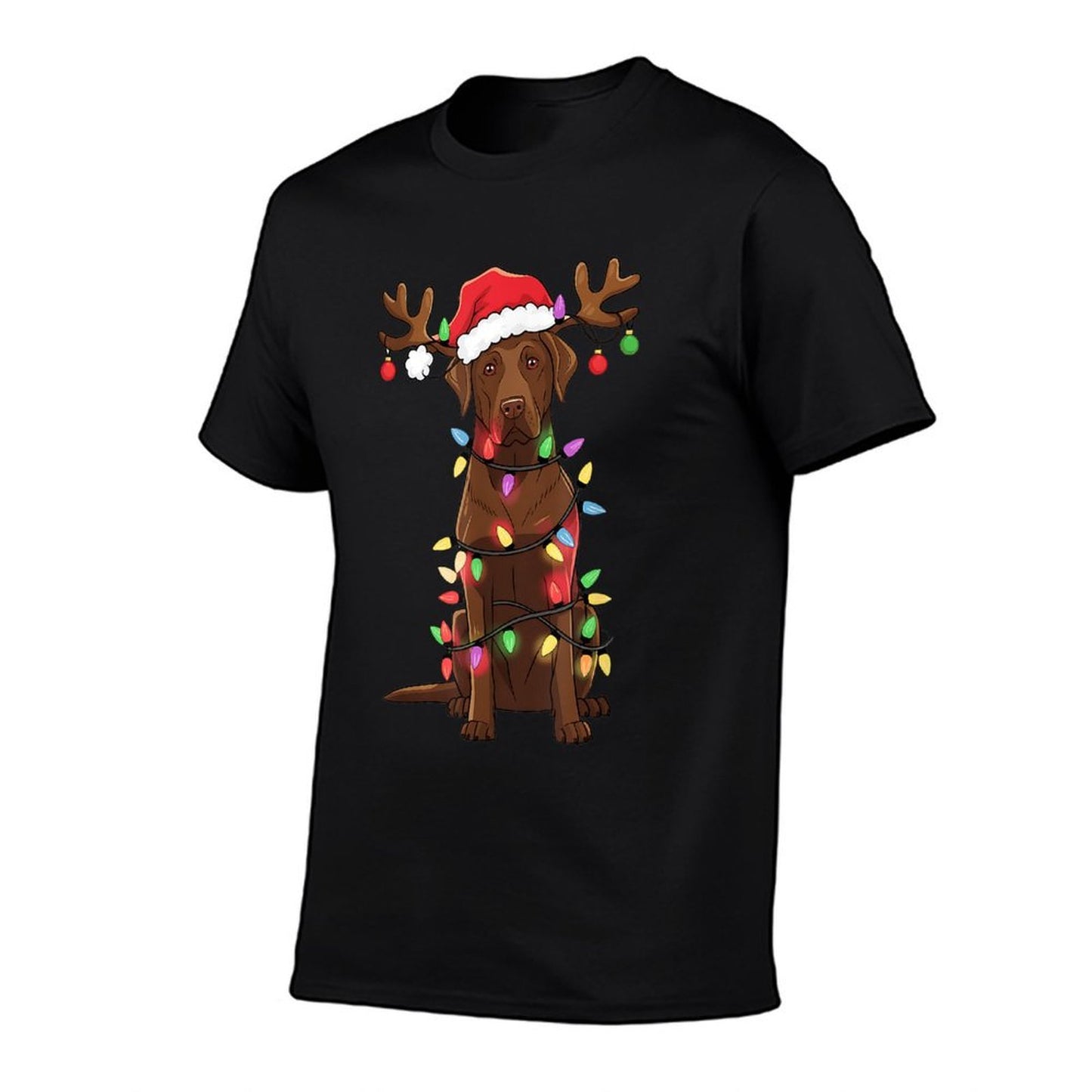 Chocolate Lab Labrador Christmas Funny Gifts Unisex-Adults, Unisex-Kids Black Small  Easy-care T-Shirt