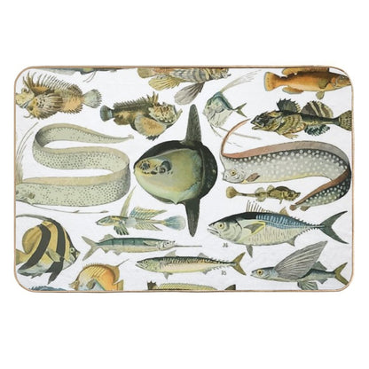 Adolphe Millot Poissons Fish  Easy To Clean Bath Mat