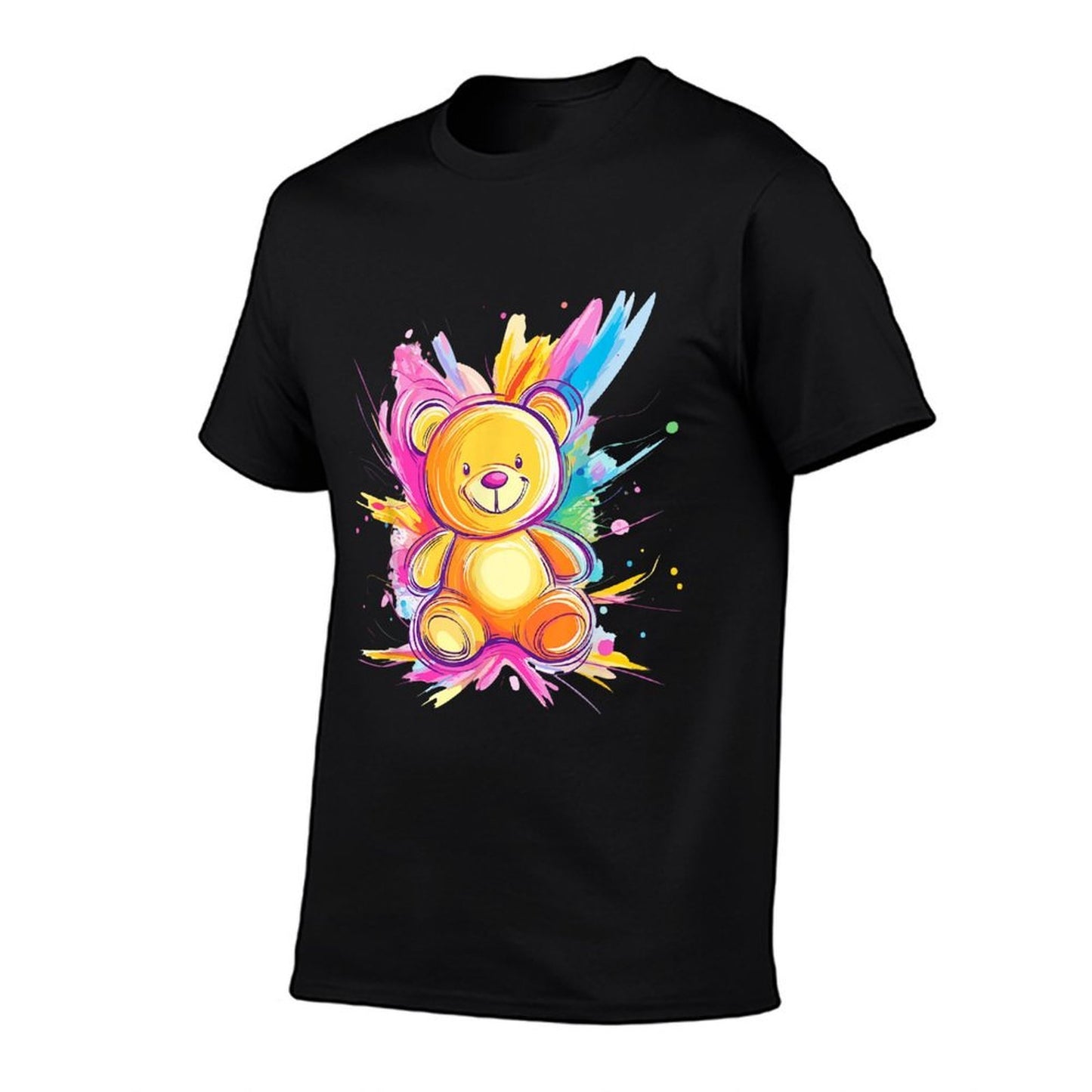 Colorful Teddy Bear With Splashes Comfortable T-Shirt