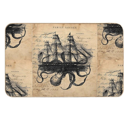 Kraken Attacking Ship on Ledger Design  KAS947  Eco-Friendly Bath Mat