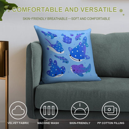 Polka Dot Shark Soft Multiple Sizes Throw Pillow