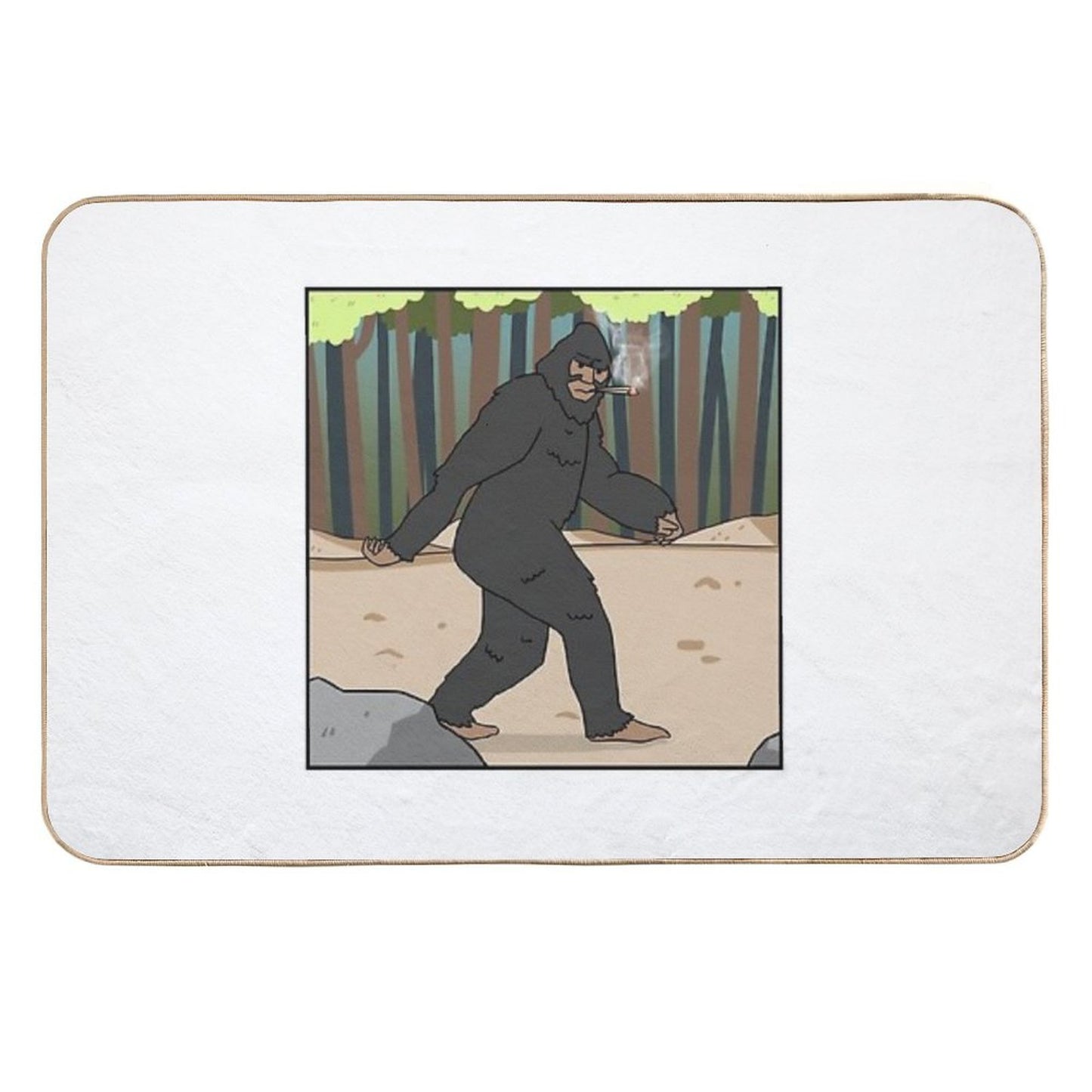 Big Foot Hand-Drawn 420 Art  Easy Maintenance Bath Mat