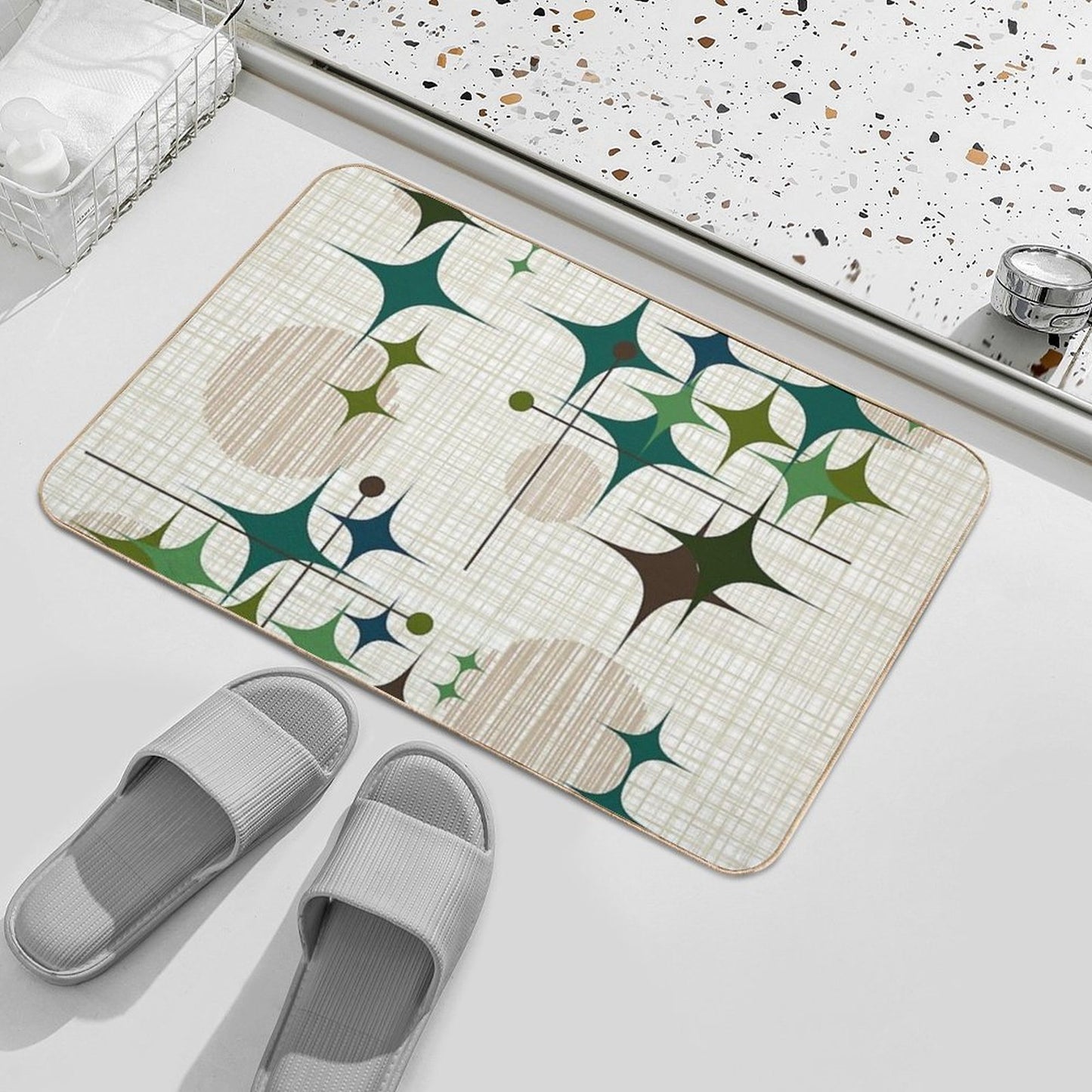 Eames Era Starbursts And Globes 1 (bkgrnd) Durable Bath Mat