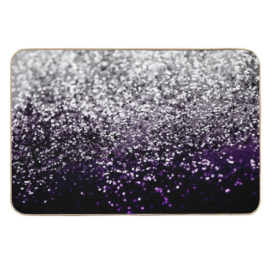 Dark Night Purple Black Silver Glam #1 (Photo of Glitter Only - Not Reflective)  Eco-Friendly Bath Mat