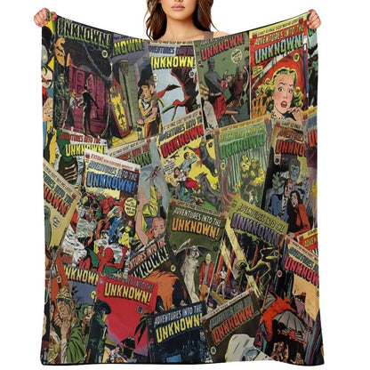Adventures Into The Unknown - Vintage Comic Books - Halloween Comic For Fans Of Vintage Comic Books Gift-ready Throw Blanket