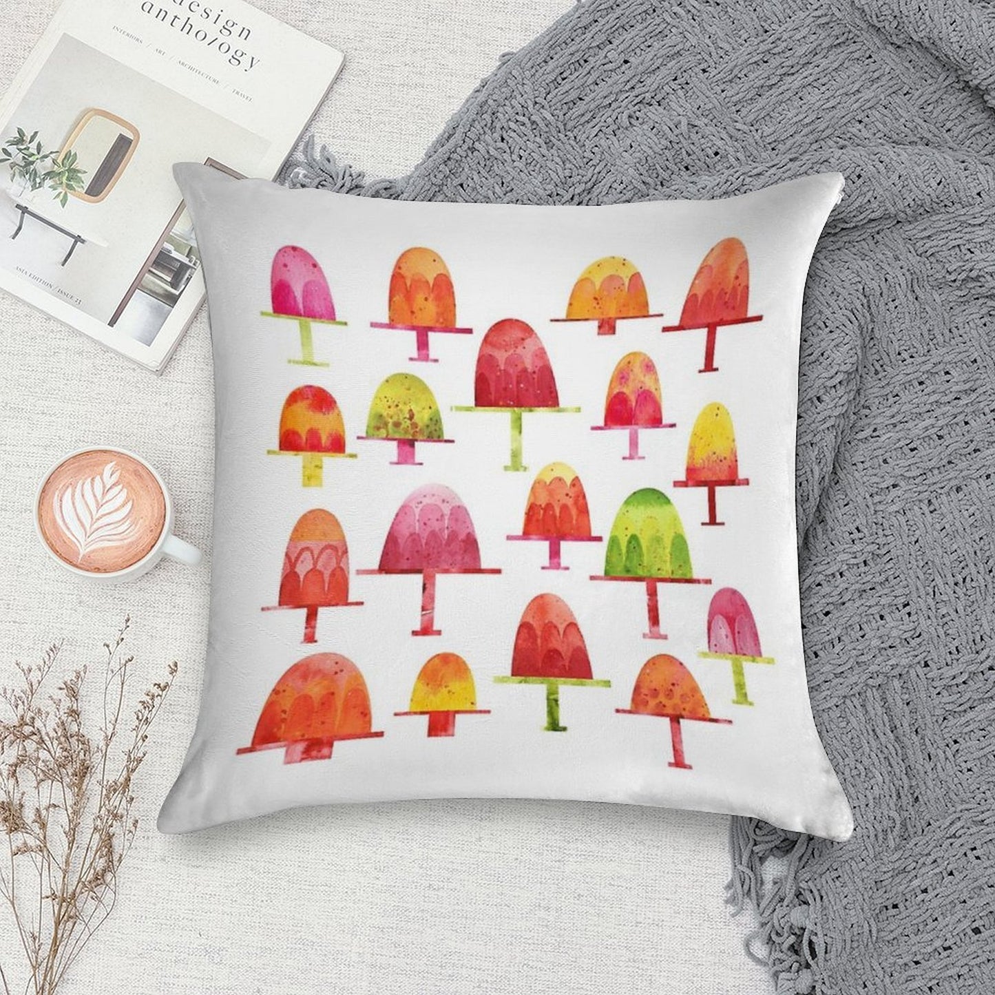 Jellies on Plates Soft Shrink-Resistant Throw Pillow