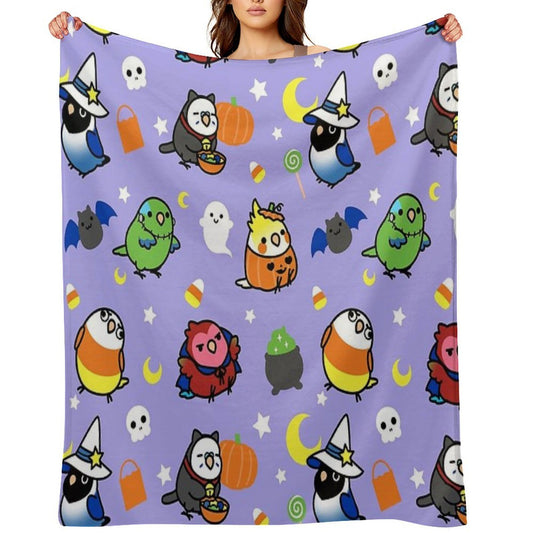 Chubby Bird Halloween Adventures V2 Versatility Throw Blanket