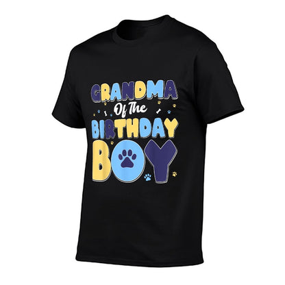 Grandma Of The Birthday Boy Matching Family Party Dog Lover  Rolled Sleeves T-Shirt