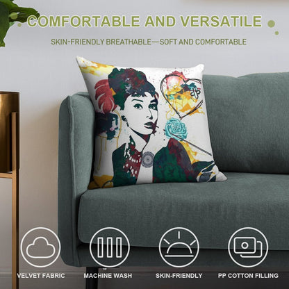 Audrey Hepburn Nature Colours Soft Reinforced Edging Throw Pillow