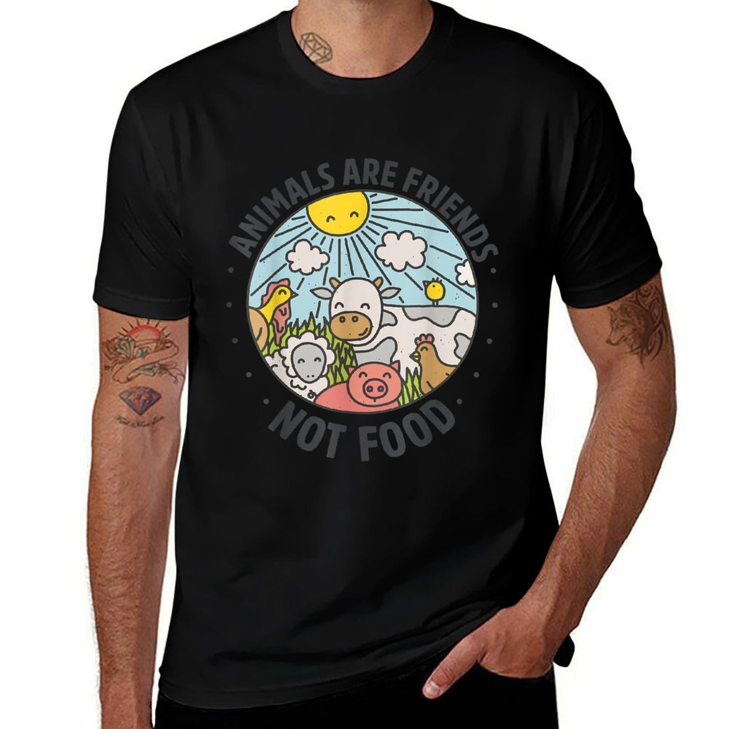 Animals Are Friends Not Food Animal Lover Funny Vegetarian  Affordable Price T-Shirt