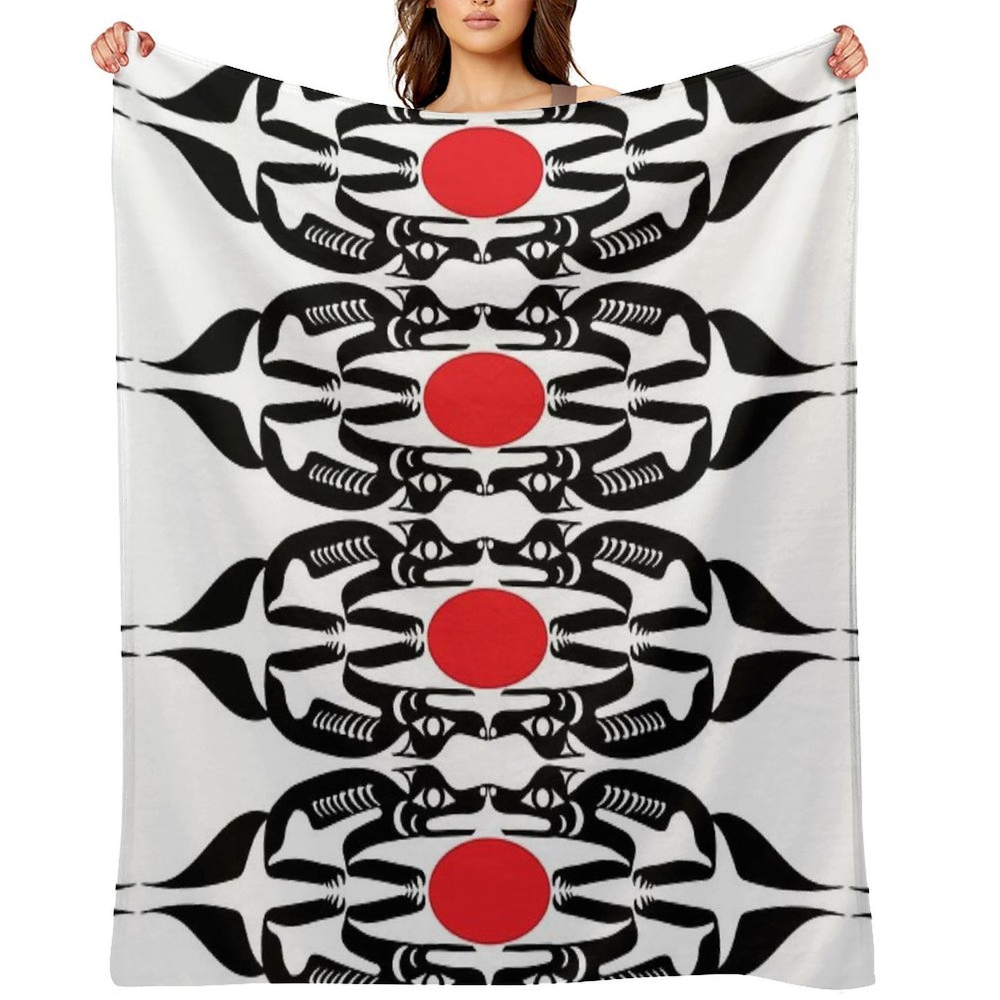 Coast Salish Wolf Shrink-resistant Throw Blanket