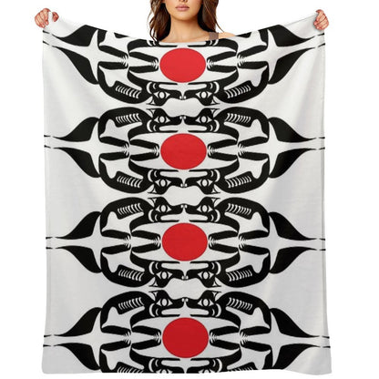 Coast Salish Wolf Shrink-resistant Throw Blanket
