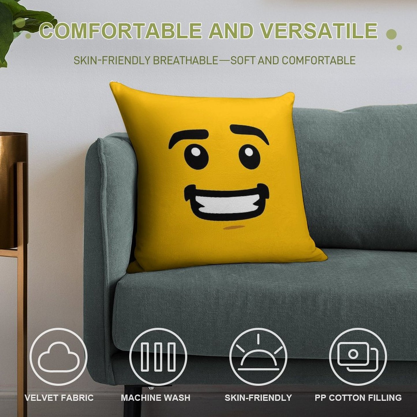 Brick Face - Guy Soft Fade-Resistant Throw Pillow