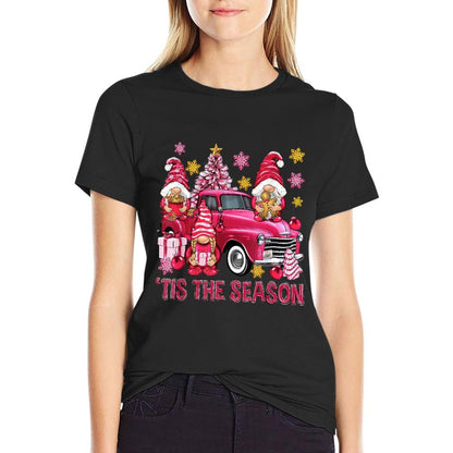 Tis The Season Pink Christmas Gnomes Pink Truck Xmas Holiday  Soft T-Shirt