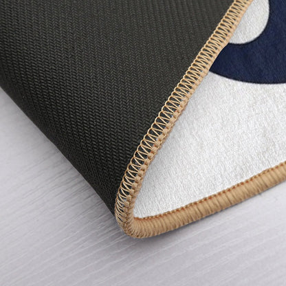 Nautical White And Navy Blue Anchor  Absorbent Bath Mat