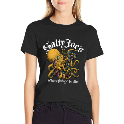 Salty Joes Raging Octopus Logo Graphic  Eco-friendly Material T-Shirt