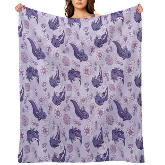 Floral Speckled Axolotl Pattern - Winter Edition Multi-functional Throw Blanket