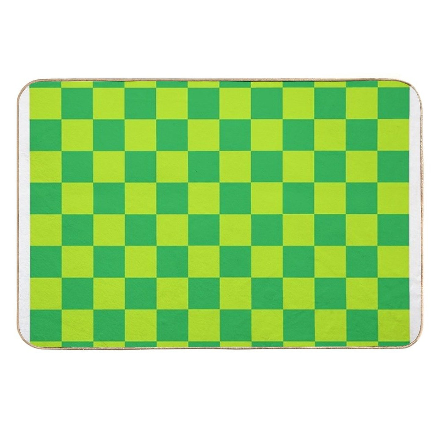 Checkered Lime Green And Green  Eco-Friendly Bath Mat