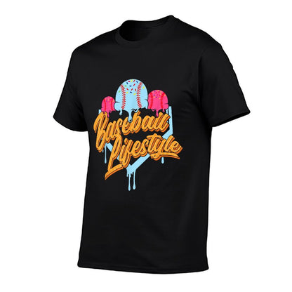 Baseball Lifestyle Home Plate Ice Cream Drip Men Boys Kids  Relaxed-fit T-Shirt