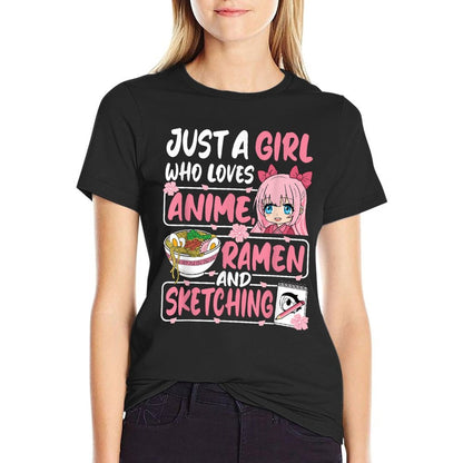 Just A Girl Who Loves Anime Ramen And Sketching Japan Otaku  Lightweight T-Shirt